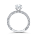 14K White Gold Round Cut Diamond 3/4 Run Engagement Ring (Semi-Mount)