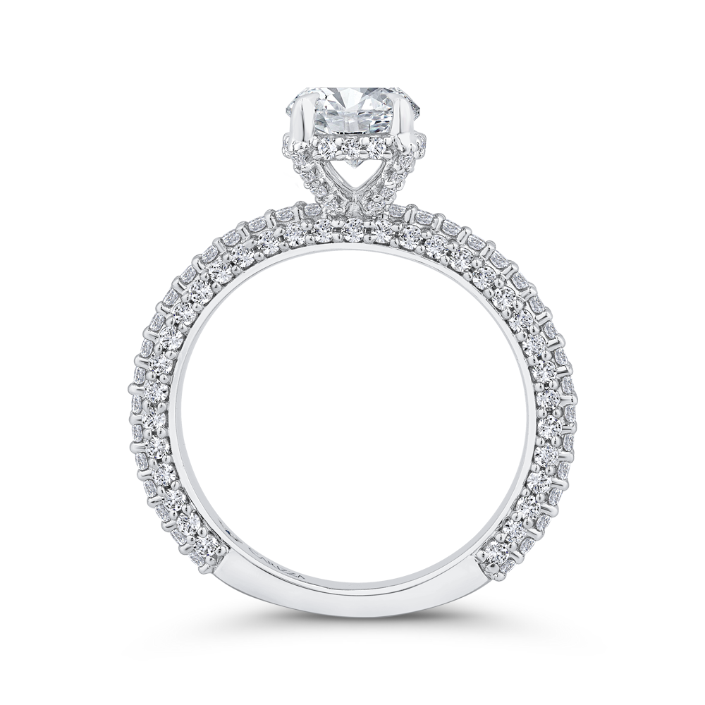14K White Gold Round Cut Diamond 3/4 Run Engagement Ring (Semi-Mount)