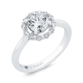 Round Cut Diamond Floral Engagement Ring In 14K White Gold (Semi-Mount)