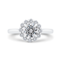 Round Cut Diamond Floral Engagement Ring In 14K White Gold (Semi-Mount)
