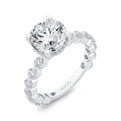Round Cut Diamond Floral Engagement Ring In 14K White Gold (Semi-Mount)