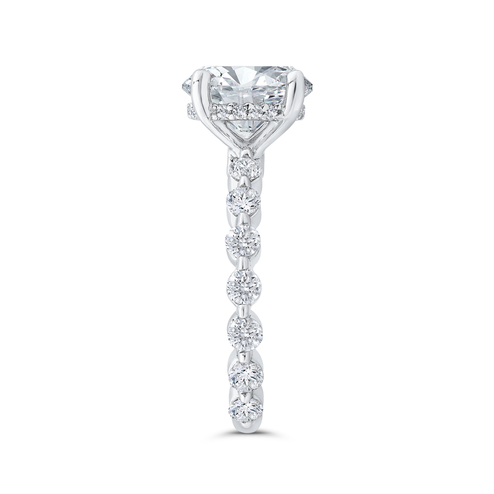 Round Cut Diamond Floral Engagement Ring In 14K White Gold (Semi-Mount)