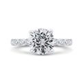 Round Cut Diamond Floral Engagement Ring In 14K White Gold (Semi-Mount)