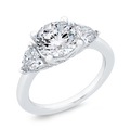 14K White Gold Three Stone Engagement Ring Trillion sides Diamond (Semi-Mount)
