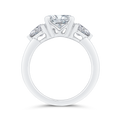 14K White Gold Three Stone Engagement Ring Trillion sides Diamond (Semi-Mount)