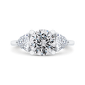 14K White Gold Three Stone Engagement Ring Trillion sides Diamond (Semi-Mount)
