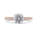 14K Two Tone Gold Round Cut Diamond Engagement Ring (Semi-Mount)