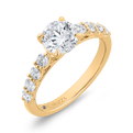 14K Yellow Gold Round Cut Diamond Engagement Ring (Semi-Mount)
