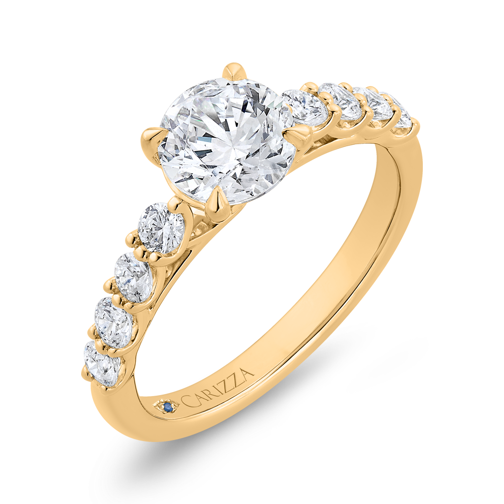 14K Yellow Gold Round Cut Diamond Engagement Ring (Semi-Mount)