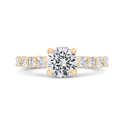 14K Yellow Gold Round Cut Diamond Engagement Ring (Semi-Mount)