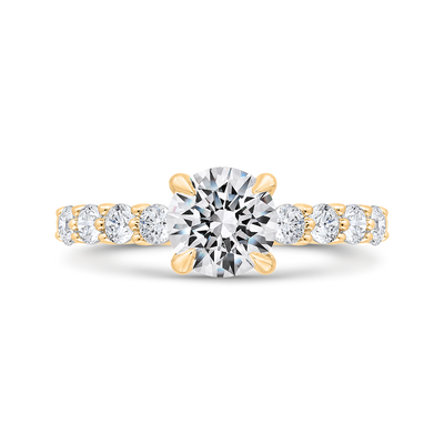 14K Yellow Gold Round Cut Diamond Engagement Ring (Semi-Mount)