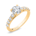 14K Yellow Gold Round Cut Diamond Engagement Ring (Semi-Mount)