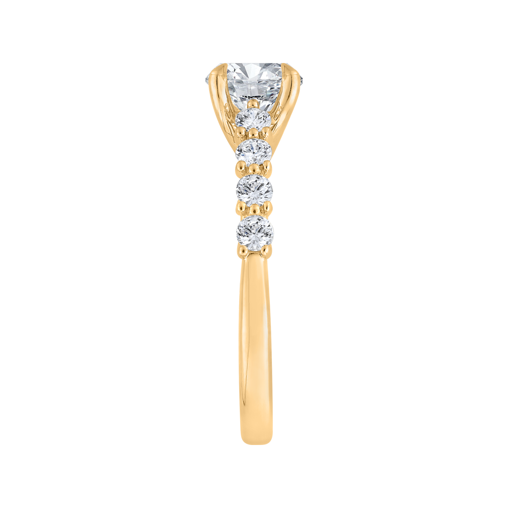 14K Yellow Gold Round Cut Diamond Engagement Ring (Semi-Mount)