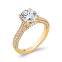 14K Yellow Gold Round Cut Diamond Engagement Ring (Semi-Mount)