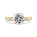 14K Yellow Gold Round Cut Diamond Engagement Ring (Semi-Mount)