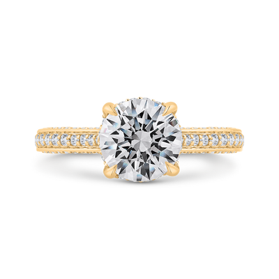 14K Yellow Gold Round Cut Diamond Engagement Ring (Semi-Mount)