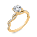 14K Yellow Gold Round Cut Diamond Engagement Ring (Semi-Mount)