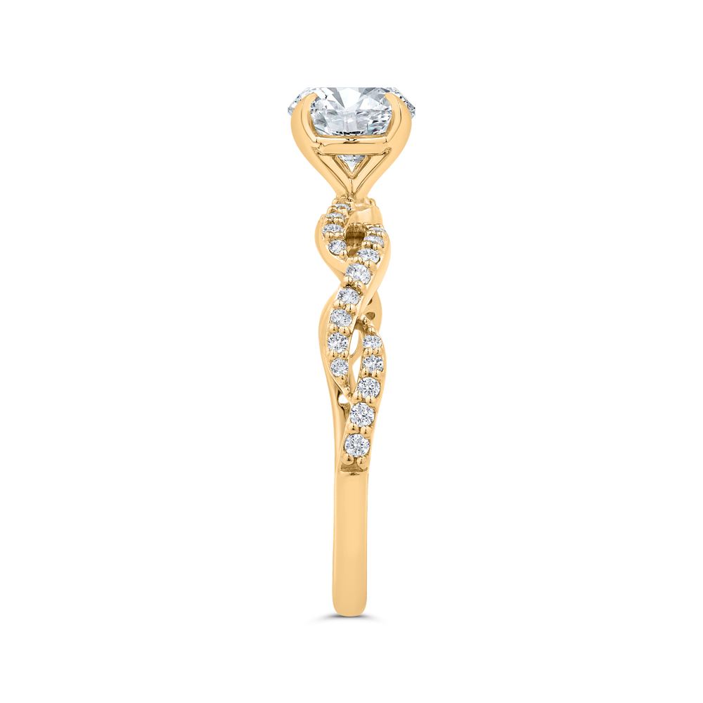 14K Yellow Gold Round Cut Diamond Engagement Ring (Semi-Mount)