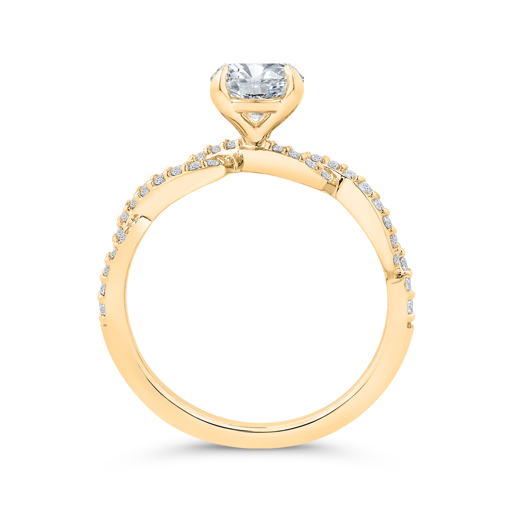 14K Yellow Gold Round Cut Diamond Engagement Ring (Semi-Mount)