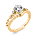 14K Yellow Gold Round Cut Diamond Engagement Ring (Semi-Mount)