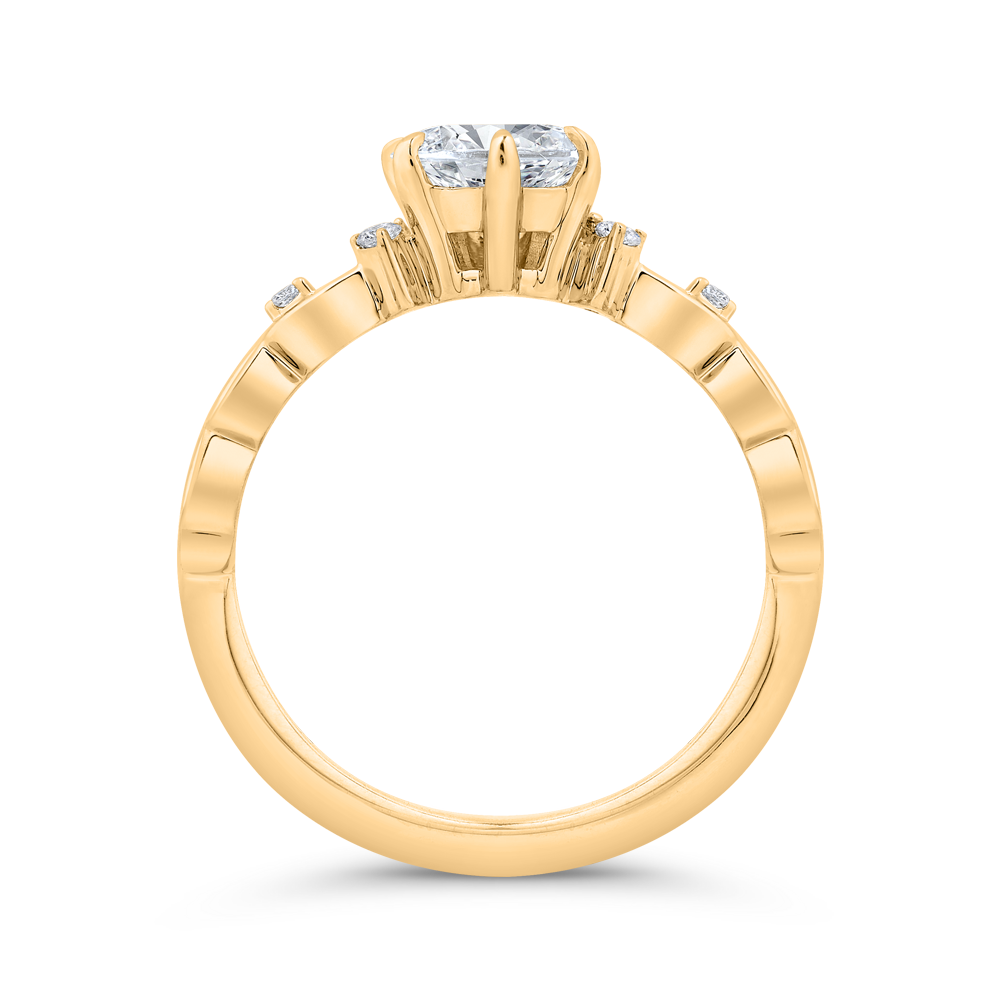 14K Yellow Gold Round Cut Diamond Engagement Ring (Semi-Mount)
