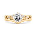 14K Yellow Gold Round Cut Diamond Engagement Ring (Semi-Mount)