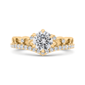 14K Yellow Gold Round Cut Diamond Engagement Ring (Semi-Mount)