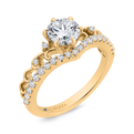 14K Yellow Gold Round Cut Diamond Engagement Ring (Semi-Mount)