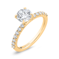 14K Yellow Gold Round Cut Diamond Engagement Ring (Semi-Mount)