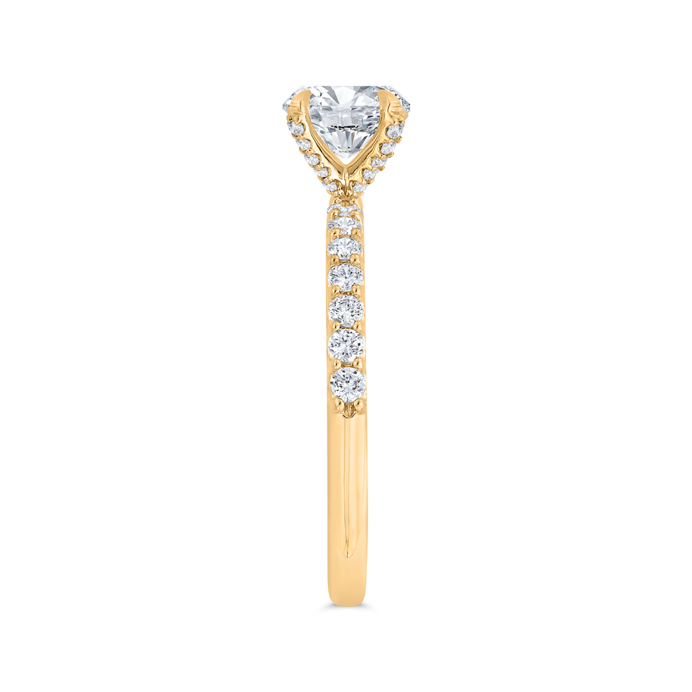 14K Yellow Gold Round Cut Diamond Engagement Ring (Semi-Mount)