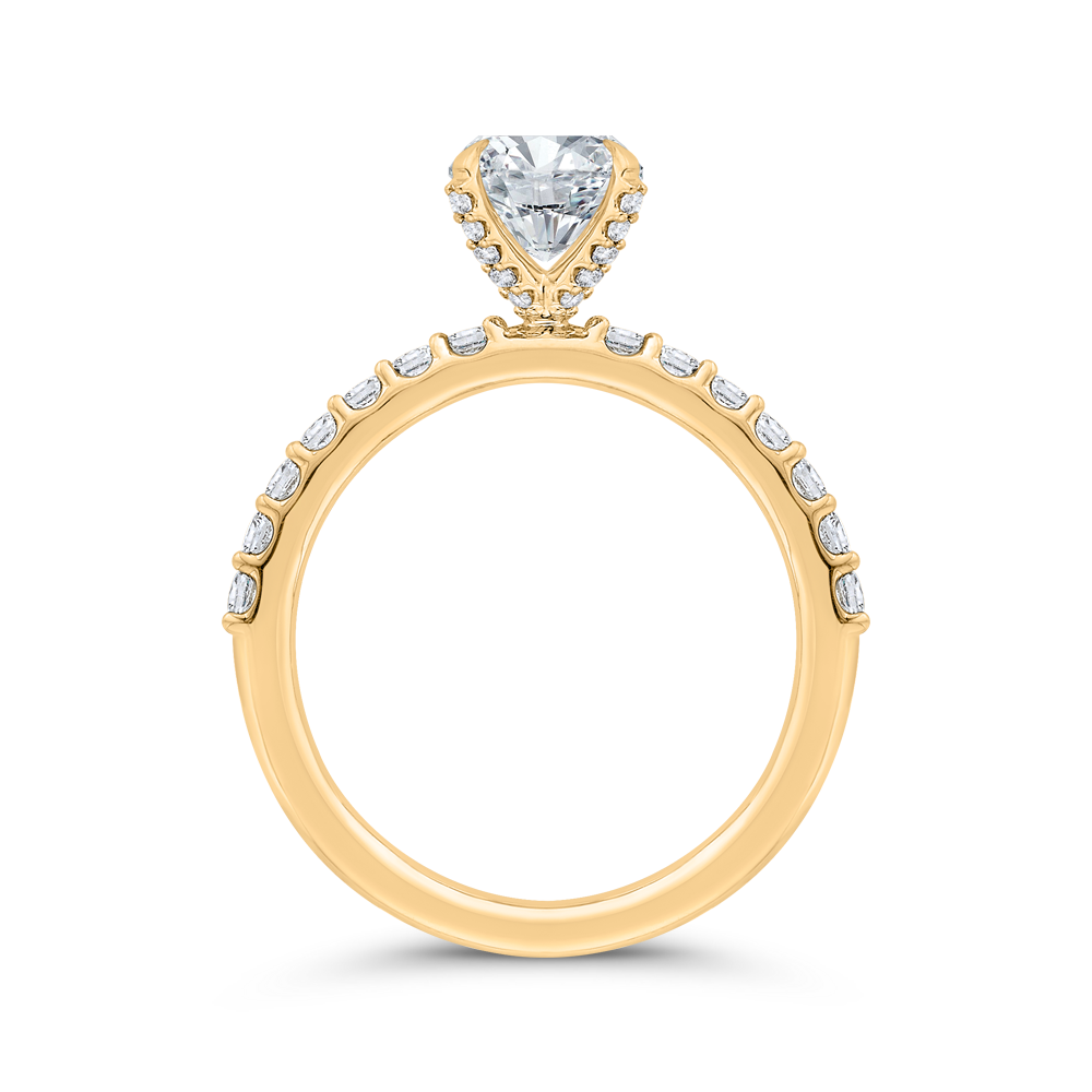 14K Yellow Gold Round Cut Diamond Engagement Ring (Semi-Mount)