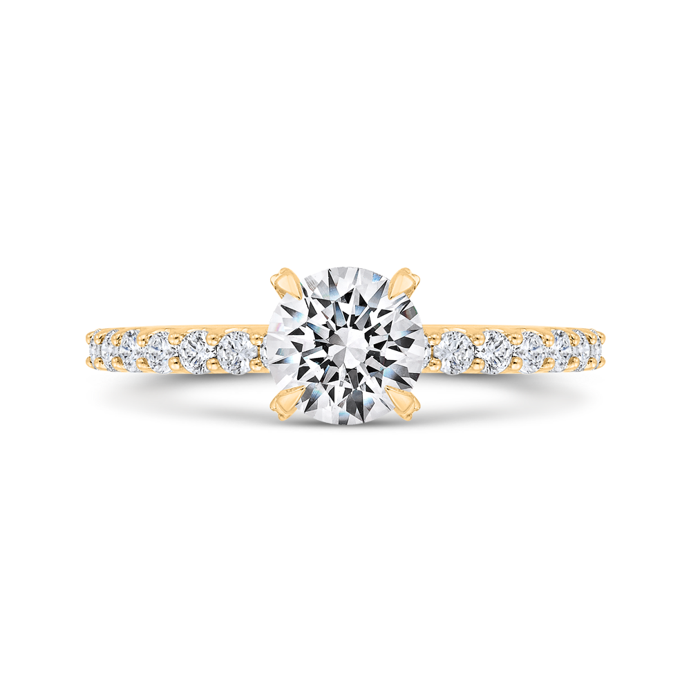 14K Yellow Gold Round Cut Diamond Engagement Ring (Semi-Mount)