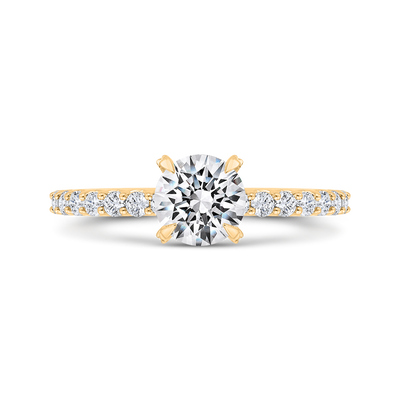 14K Yellow Gold Round Cut Diamond Engagement Ring (Semi-Mount)
