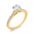 14K Yellow Gold Round Cut Diamond Engagement Ring (Semi-Mount)