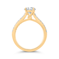 14K Yellow Gold Round Cut Diamond Engagement Ring (Semi-Mount)