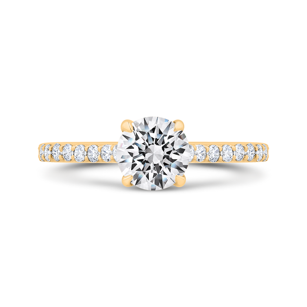 14K Yellow Gold Round Cut Diamond Engagement Ring (Semi-Mount)