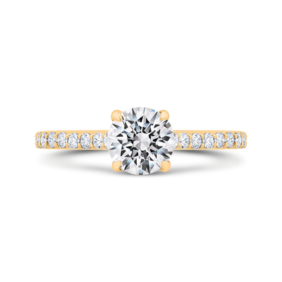 14K Yellow Gold Round Cut Diamond Engagement Ring (Semi-Mount)