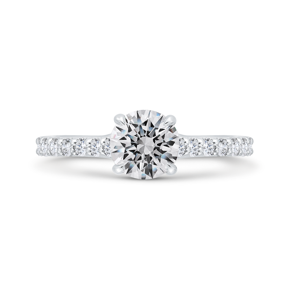 14K White Gold Round Cut Diamond Engagement Ring (Semi-Mount)
