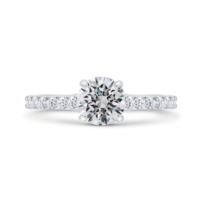 14K White Gold Round Cut Diamond Engagement Ring (Semi-Mount)