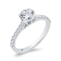 14K White Gold Round Cut Diamond Engagement Ring (Semi-Mount)