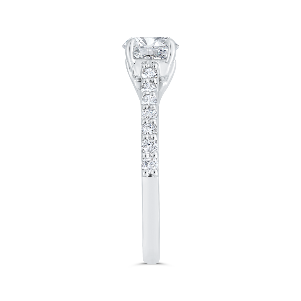 14K White Gold Round Cut Diamond Engagement Ring (Semi-Mount)