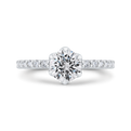 14K White Gold Round Cut Diamond Engagement Ring (Semi-Mount)