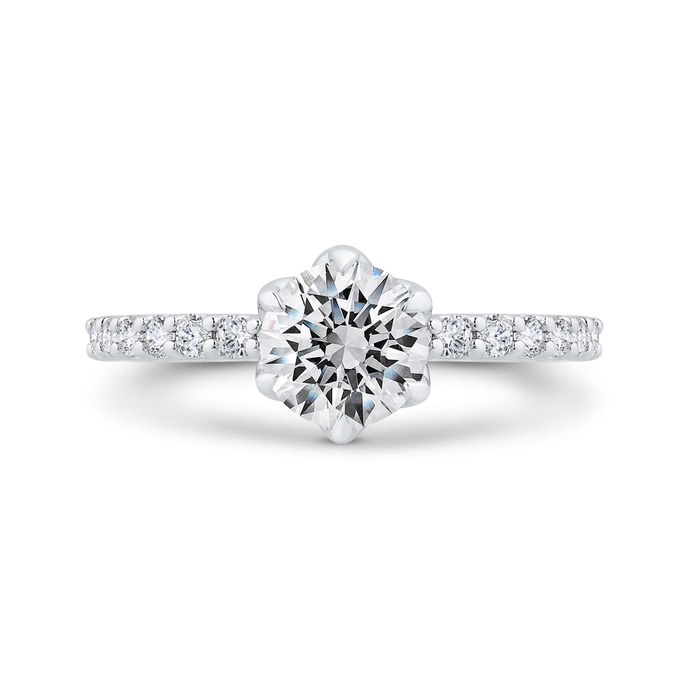 14K White Gold Round Cut Diamond Engagement Ring (Semi-Mount)