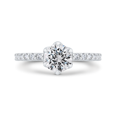 14K White Gold Round Cut Diamond Engagement Ring (Semi-Mount)