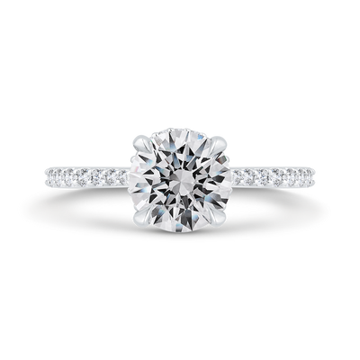 14K White Gold Round Cut Diamond Engagement Ring (Semi-Mount)