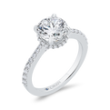 14K White Gold Round Cut Diamond Engagement Ring (Semi-Mount)