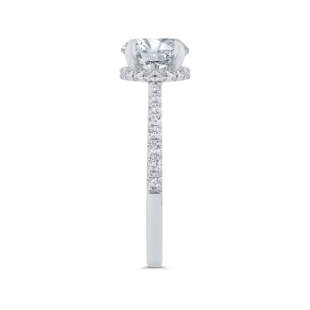 14K White Gold Round Cut Diamond Engagement Ring (Semi-Mount)