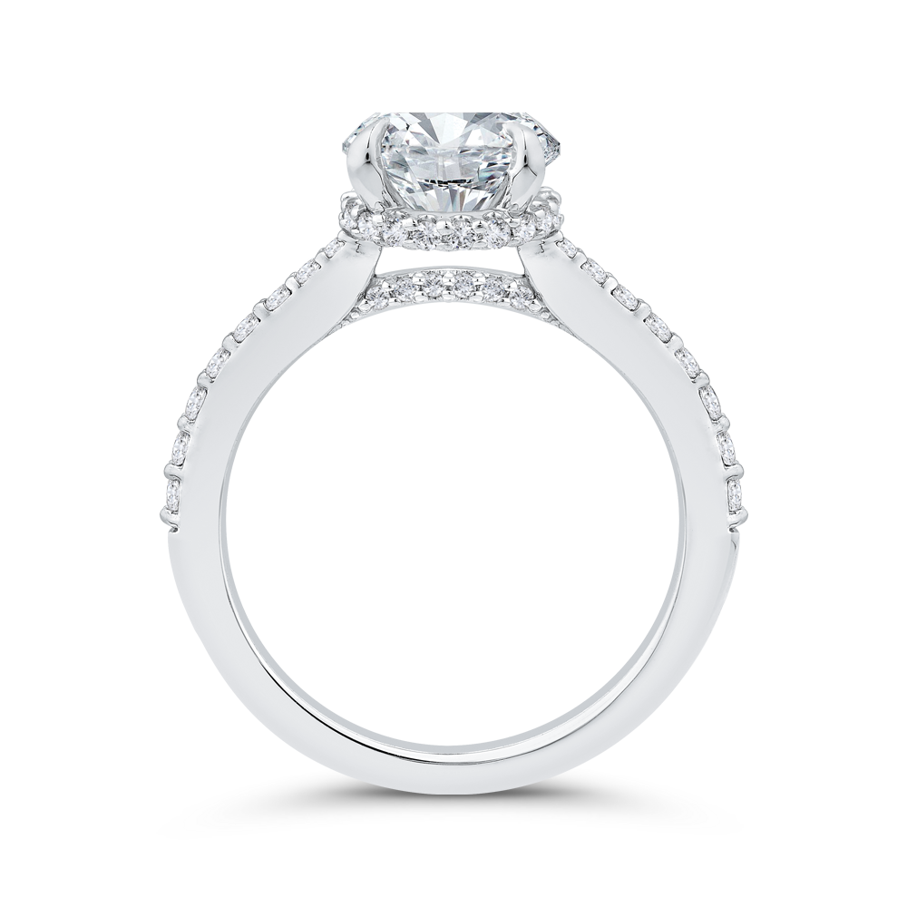 14K White Gold Round Cut Diamond Engagement Ring (Semi-Mount)