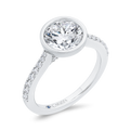 14K White Gold Round Cut Diamond Engagement Ring (Semi-Mount)