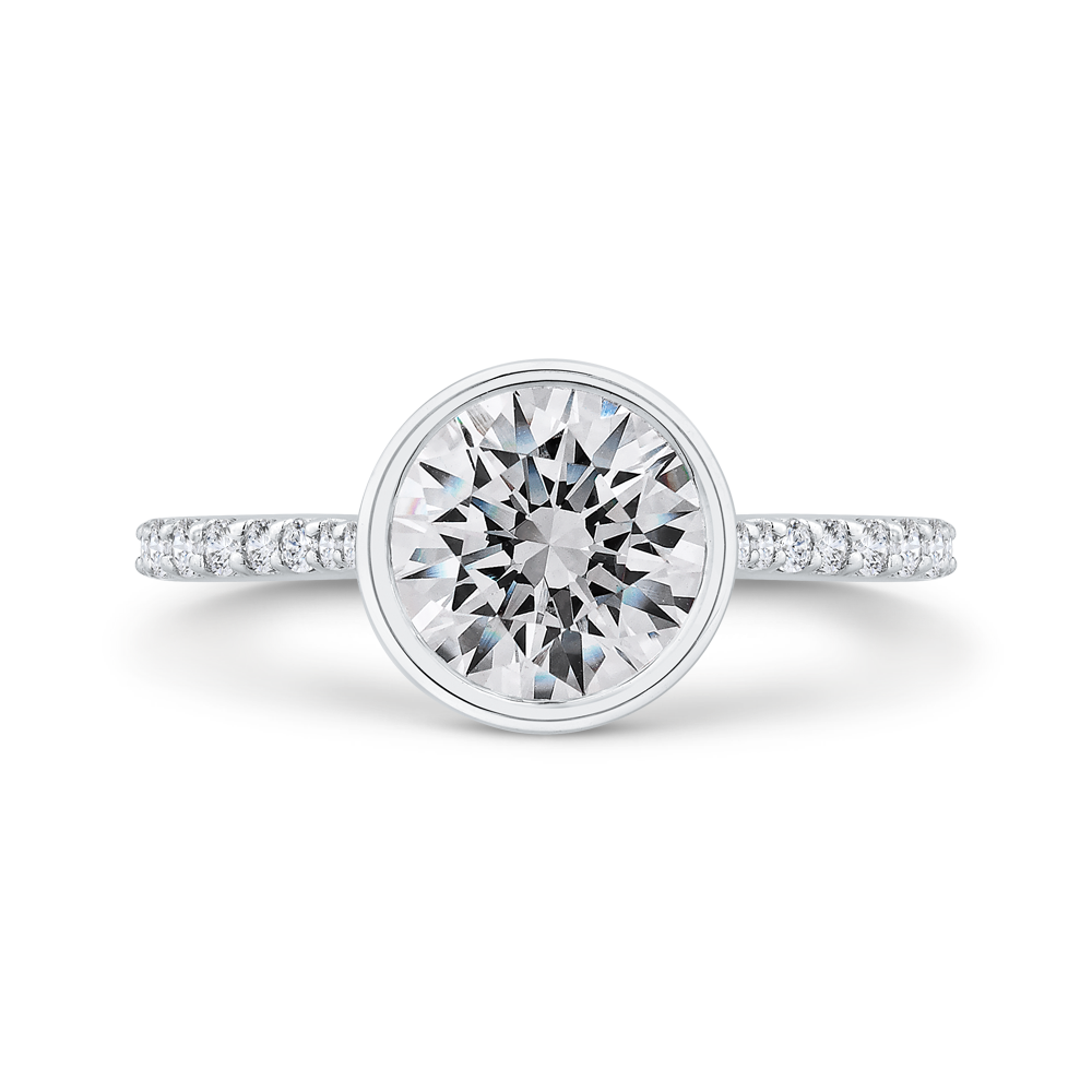 14K White Gold Round Cut Diamond Engagement Ring (Semi-Mount)